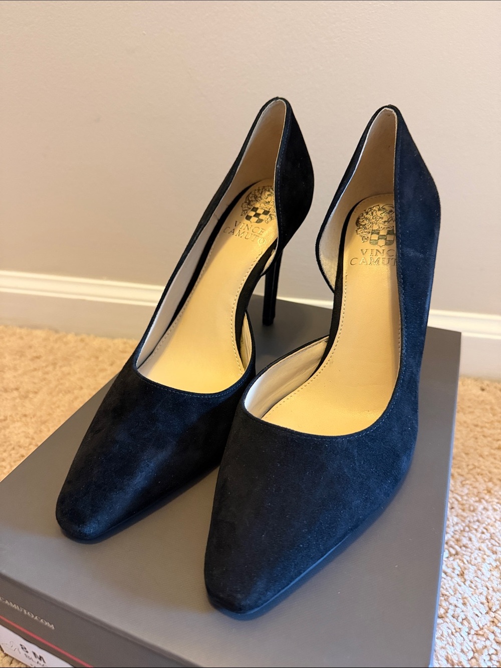 Vince Camuto Black Suede Pointed Stiletto Pumps